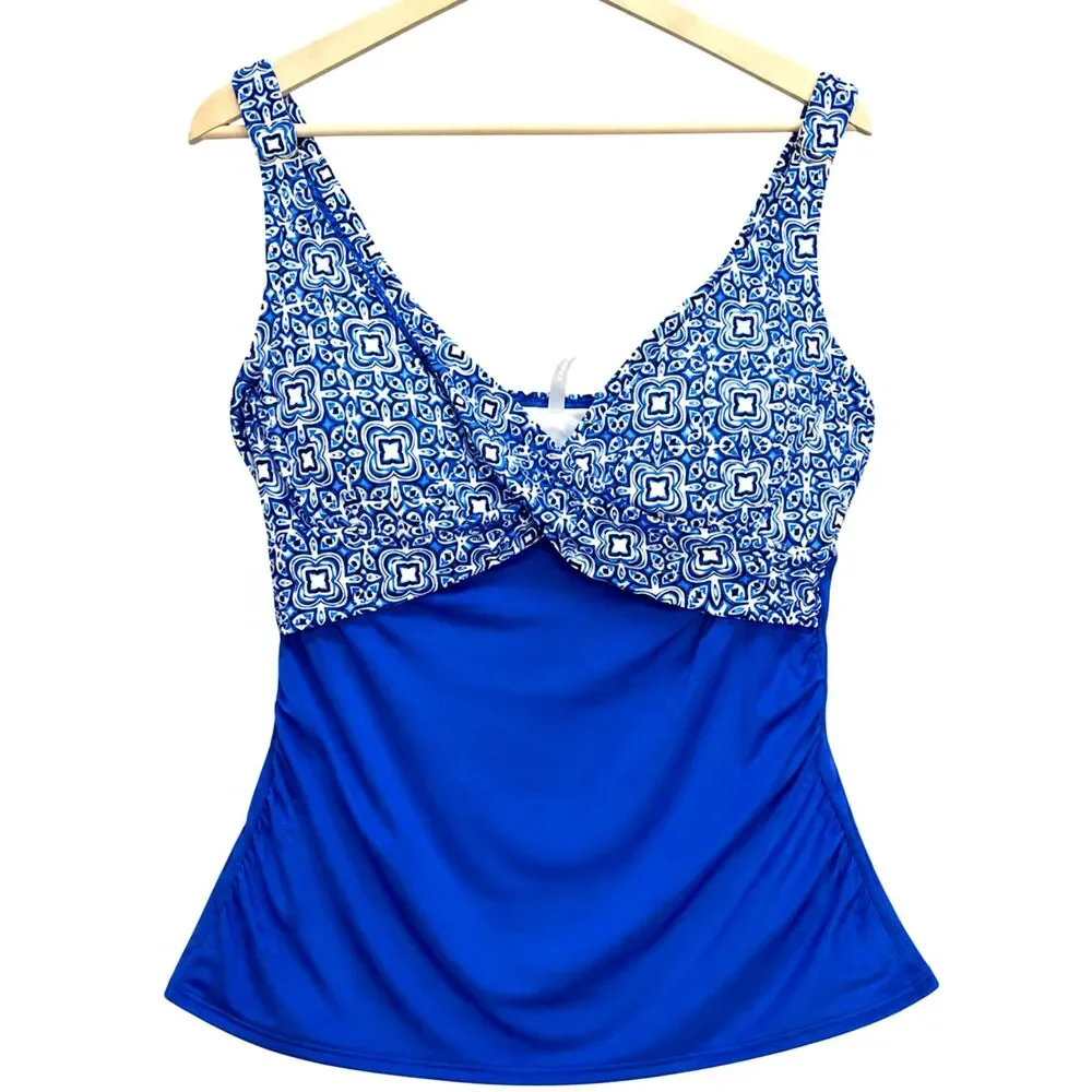 Lands' End Blue Underwire Tankini Top Size 10 NWOT